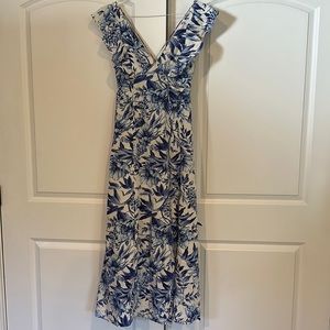 Blue and white linen dress size small